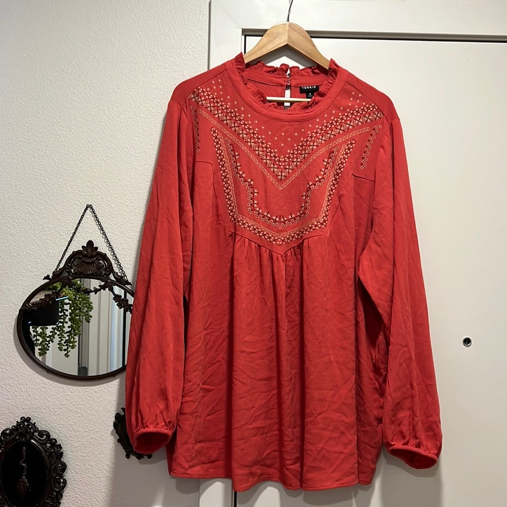 Orange Long-Sleeve Blouse